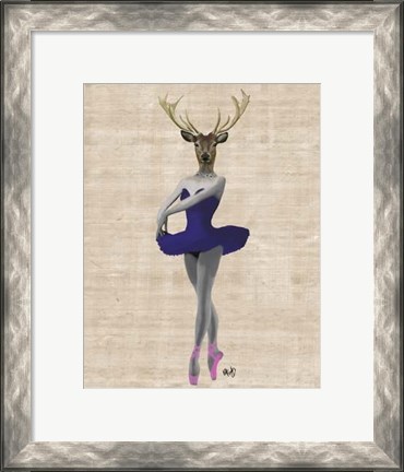 Framed Ballet Deer in Blue II Print