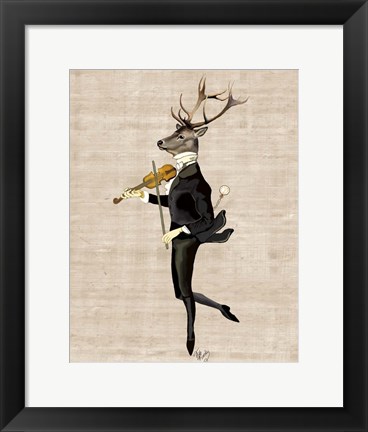 Framed Dancing Deer with Violin Print