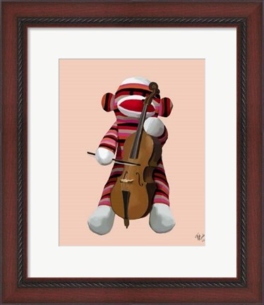 Framed Sock Monkey and Cello Print