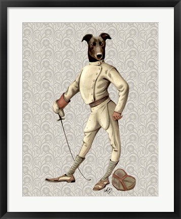 Framed Greyhound Fencer in Cream Full Print