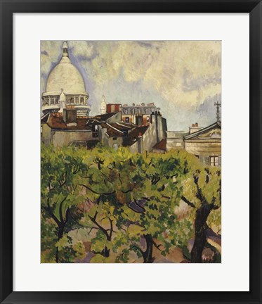 Framed Sacre-Coeur Seen from the Garden of Rue Cortot, 1916 Print