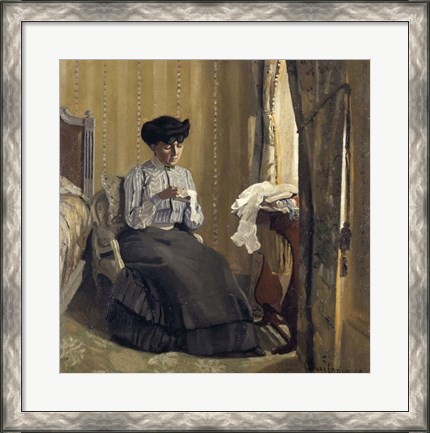 Framed Woman Sewing, 1905 Print