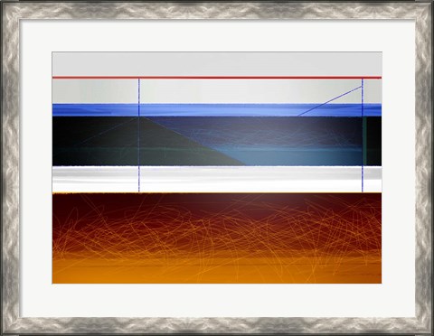 Framed Abstract Blue and Bright Brown Print