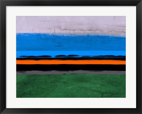 Framed Abstract Stripe Theme Orange and Blue Print