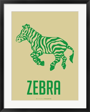 Framed Zebra Green Print