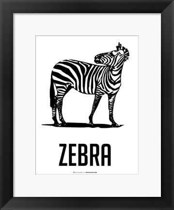 Framed Zebra Black Print