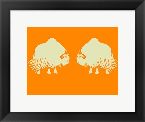 Framed Two White Oxes Print
