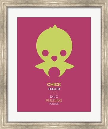 Framed Green Chick Multilingual 2 Print