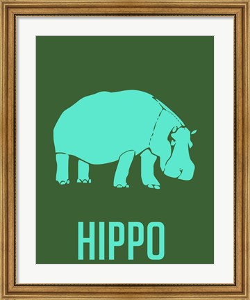 Framed Hippo Blue Print