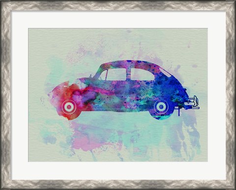 Framed VW Beetle Watercolor 1 Print