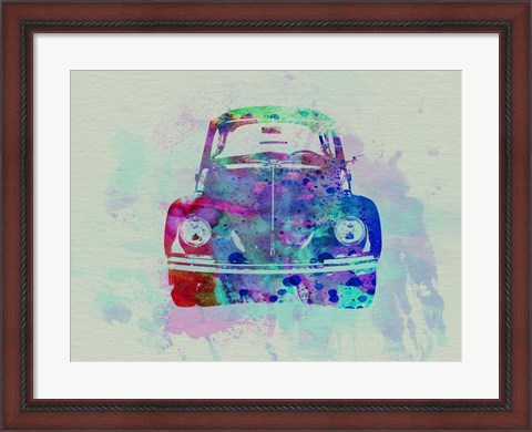 Framed VW Beetle Watercolor 2 Print