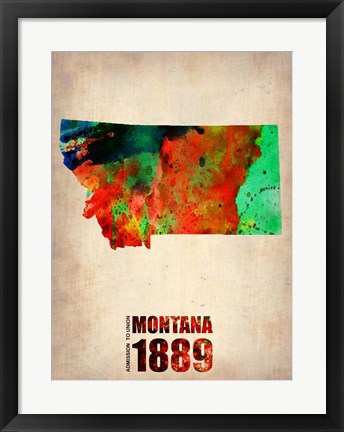 Framed Montana Watercolor Map Print
