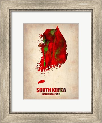 Framed South Korea Watercolor Map Print