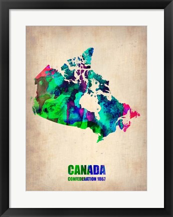 Framed Canada Watercolor Map Print