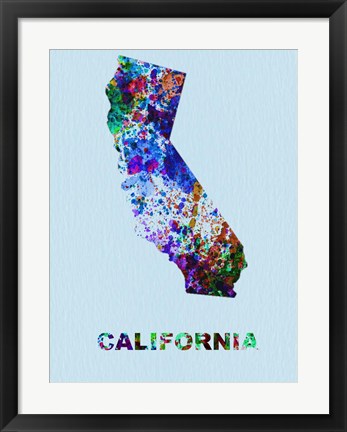 Framed California Color Splatter Map Print
