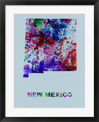 Framed New Mexico Color Splatter Map Print