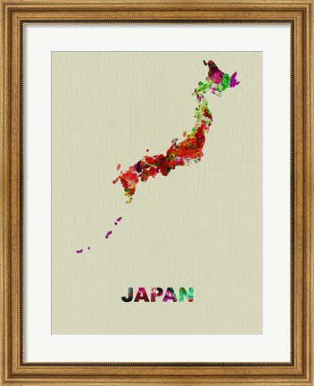 Framed Japan Color Splatter Map Print