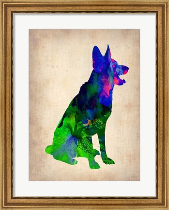 Framed German Sheppard Watercolor Print