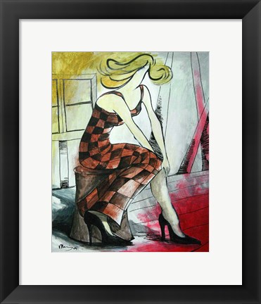Framed Checkered Woman Print