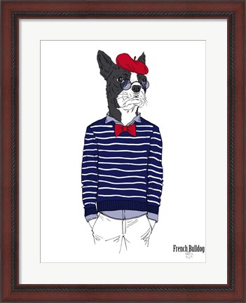 Framed French Bulldog In French Style Print