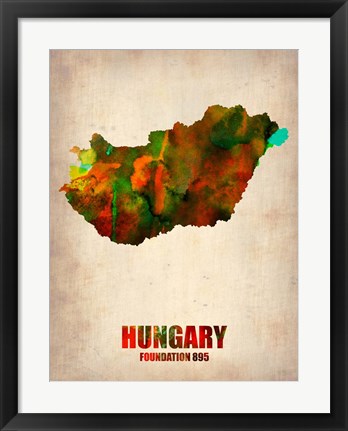 Framed Hungary Watercolor Print