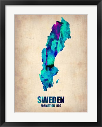 Framed Sweden Watercolor Print