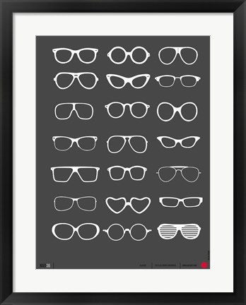 Framed Vintage Glasses 2 Print