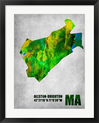 Framed Allston-Brighton Massachusetts Print