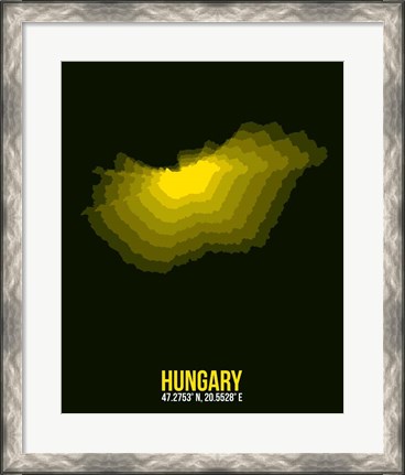 Framed Hungary Radiant Map 2 Print