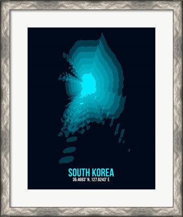 Framed South Korea Radiant Map 2 Print