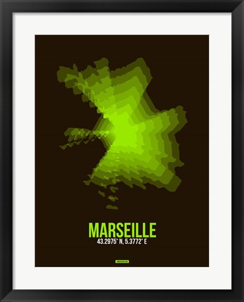 Framed Marseille Radiant Map 1 Print