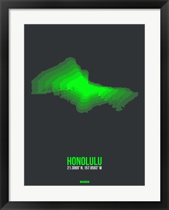 Framed Honolulu Radiant Map 1 Print