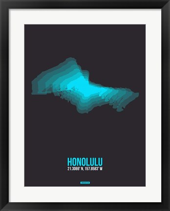 Framed Honolulu Radiant Map 3 Print