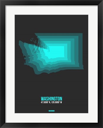 Framed Washington Radiant Map 4 Print