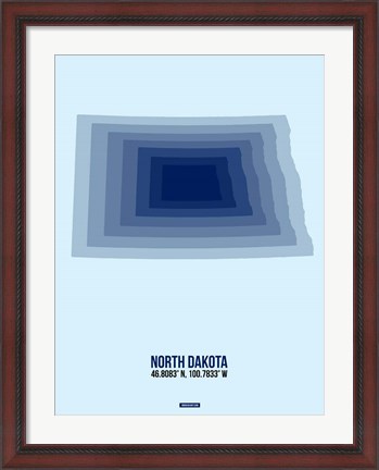 Framed North Dakota Radiant Map 2 Print