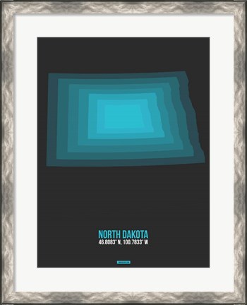 Framed North Dakota Radiant Map 4 Print