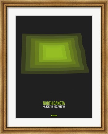 Framed North Dakota Radiant Map 5 Print