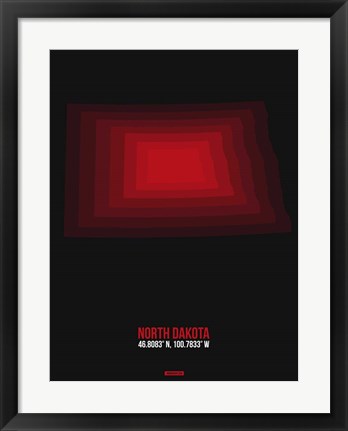 Framed North Dakota Radiant Map 6 Print