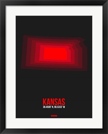 Framed Kansas Radiant Map 6 Print