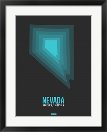 Framed Nevada Radiant Map 5 Print
