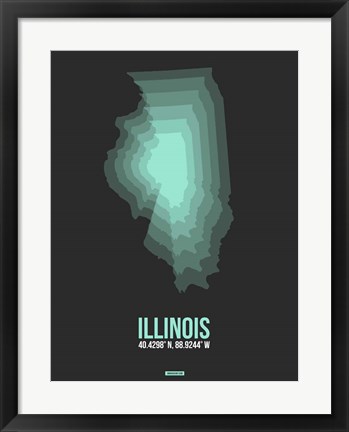 Framed Illinois Radiant Map 4 Print