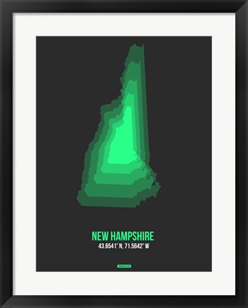 Framed New Hampshire Radiant Map 6 Print