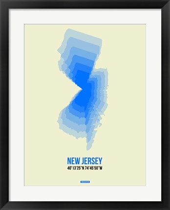 Framed New Jersey Radiant Map 1 Print