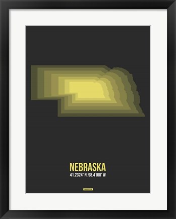 Framed Nebraska Radiant Map 5 Print