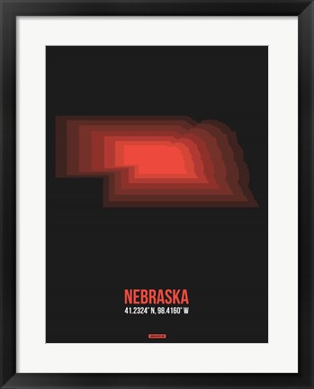 Framed Nebraska Radiant Map 6 Print