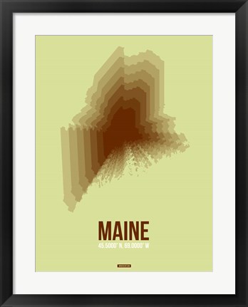 Framed Maine Radiant Map 2 Print