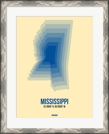 Framed Mississippi Radiant Map 2 Print
