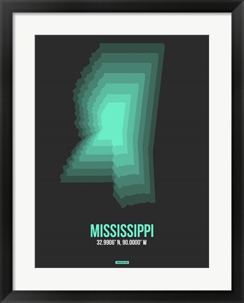 Framed Mississippi Radiant Map 4 Print