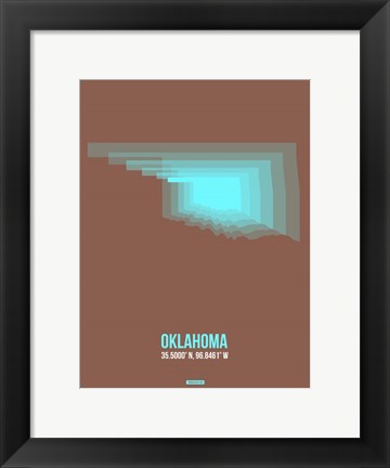 Framed Oklahoma Radiant Map 2 Print