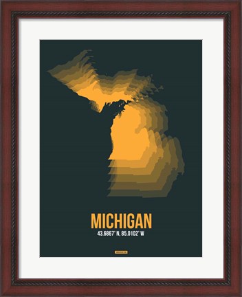 Framed Michigan Radiant Map 4 Print